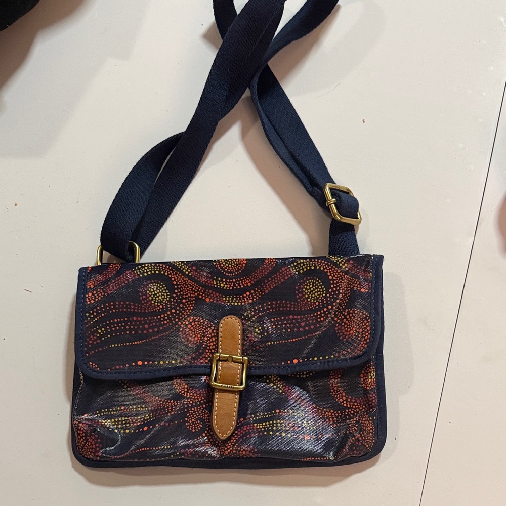 Fossil Navy and Orange Crossbody Bag
